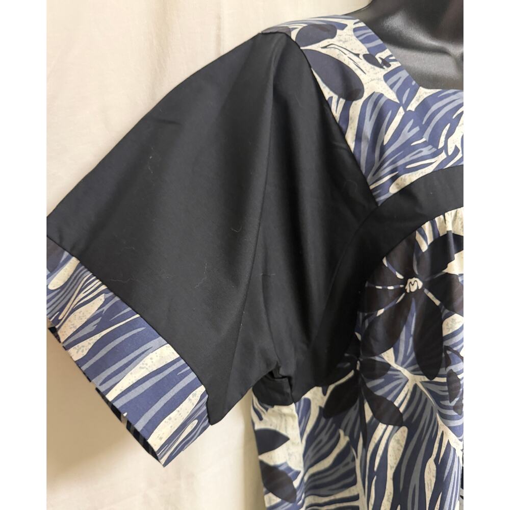 Good Times Womens Shift Midi Muumuu Dress XL Blue Black Hawaiian Aloha New - Picture 4 of 9